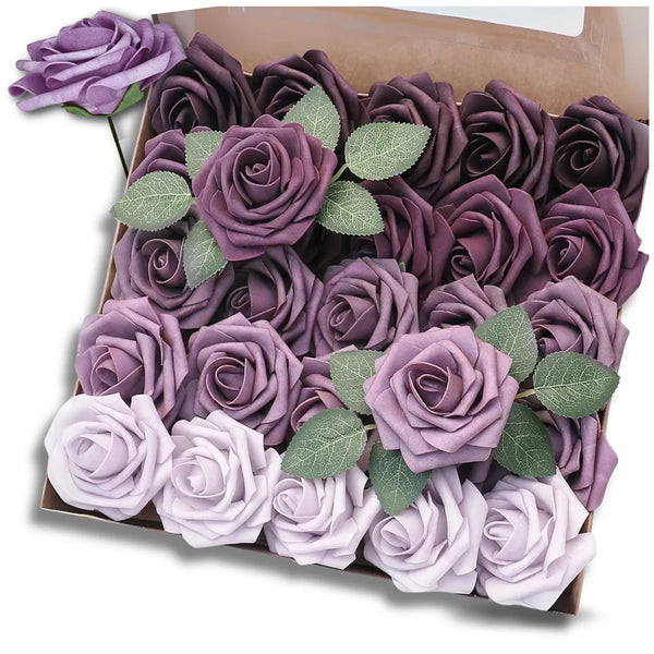 Dirbtinių rožių puokštė, violetinė, 25 vnt. N53