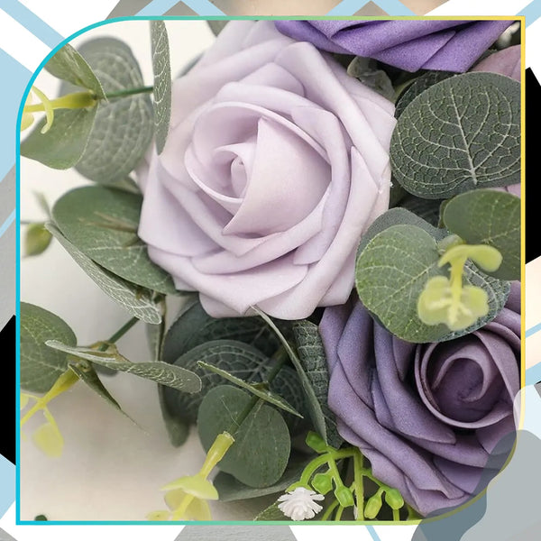 Dirbtinių rožių puokštė, violetinė, 25 vnt. N53