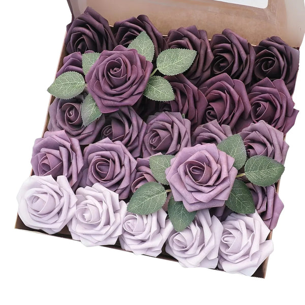 Dirbtinių rožių puokštė, violetinė, 25 vnt. N53