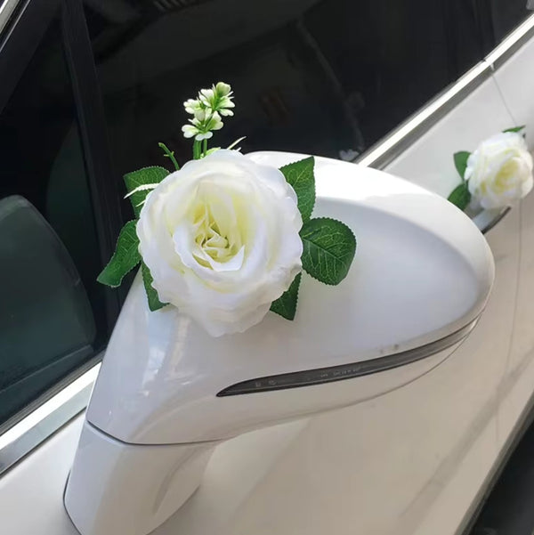 Kreminės dirbtinės rožės automobiliui, 6 vnt. N25