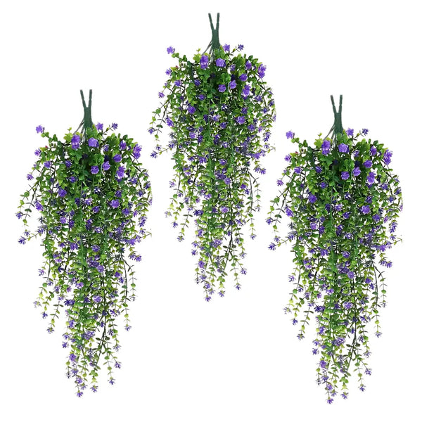 Kabantys dirbtiniai vijokliniai žiedai, violetiniai, 3 vnt. N33