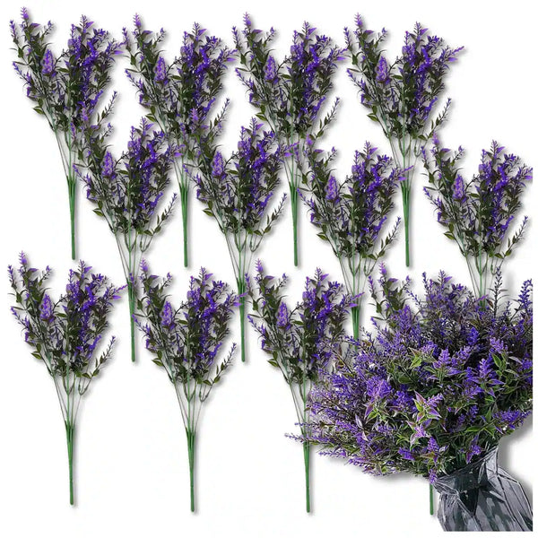 Dirbtinės violetinės levandos šakelės 35 cm, 12 vnt. N36