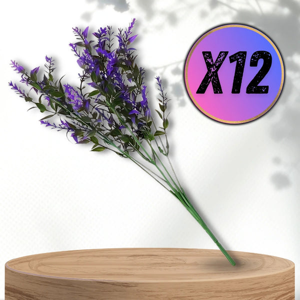Dirbtinės violetinės levandos šakelės 35 cm, 12 vnt. N36