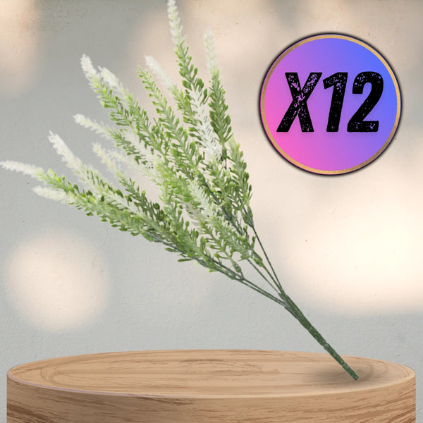 Dirbtinės baltos levandos šakelės 35 cm, 12 vnt. N37