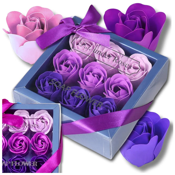 Kvapnios muilo rožės, violetinės, 9 vnt. rinkinys N46