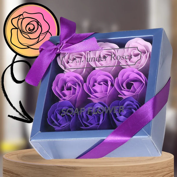 Kvapnios muilo rožės, violetinės, 9 vnt. rinkinys N46