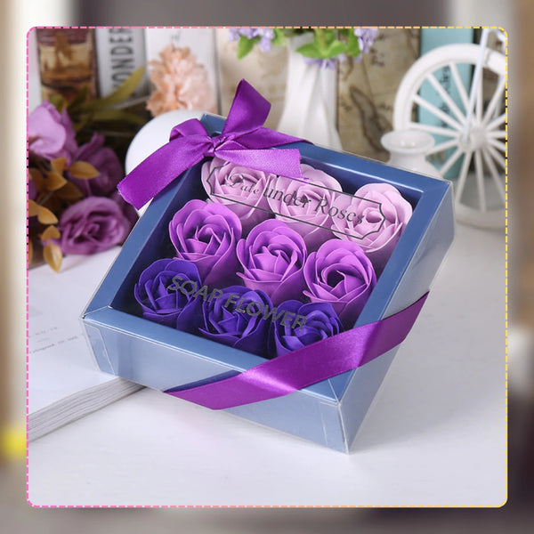 Kvapnios muilo rožės, violetinės, 9 vnt. rinkinys N46