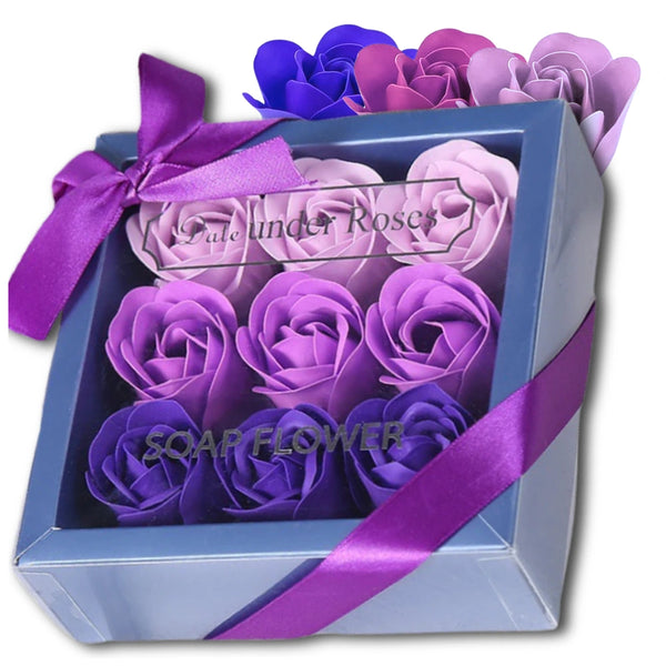 Kvapnios muilo rožės, violetinės, 9 vnt. rinkinys N46