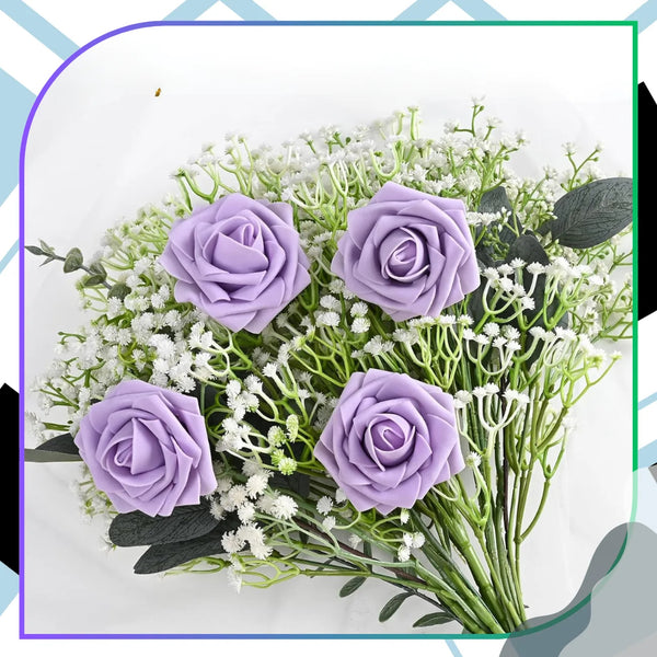 Dirbtinės violetinės rožės, 25 vnt. N68