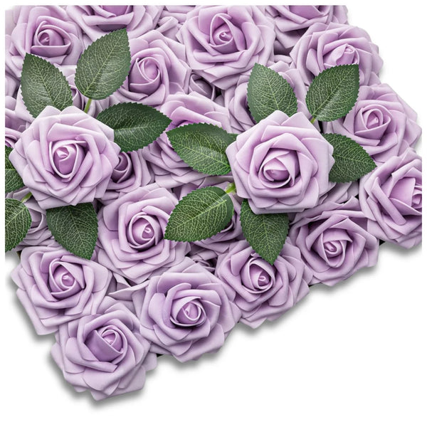 Dirbtinės violetinės rožės, 25 vnt. N68