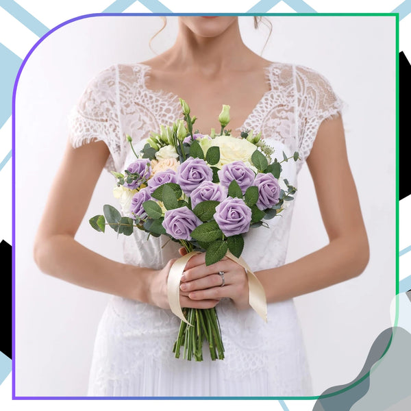 Dirbtinės violetinės rožės, 25 vnt. N68