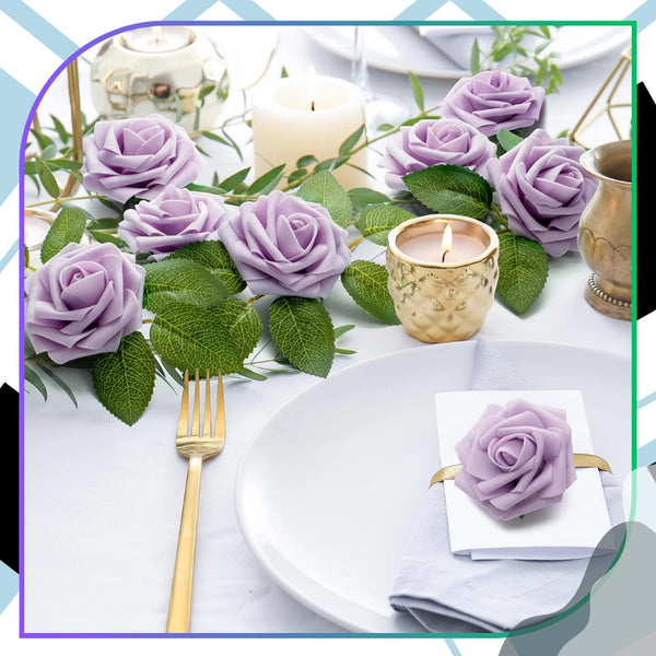 Dirbtinės violetinės rožės, 25 vnt. N68