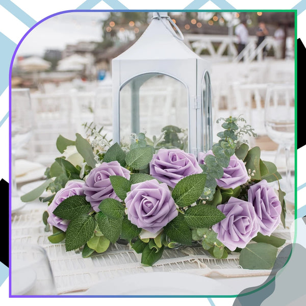 Dirbtinės violetinės rožės, 25 vnt. N68