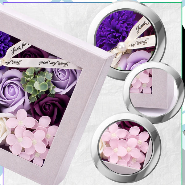 Muilinių rožių Flower Box rinkinys, violetinė–rožinė N73
