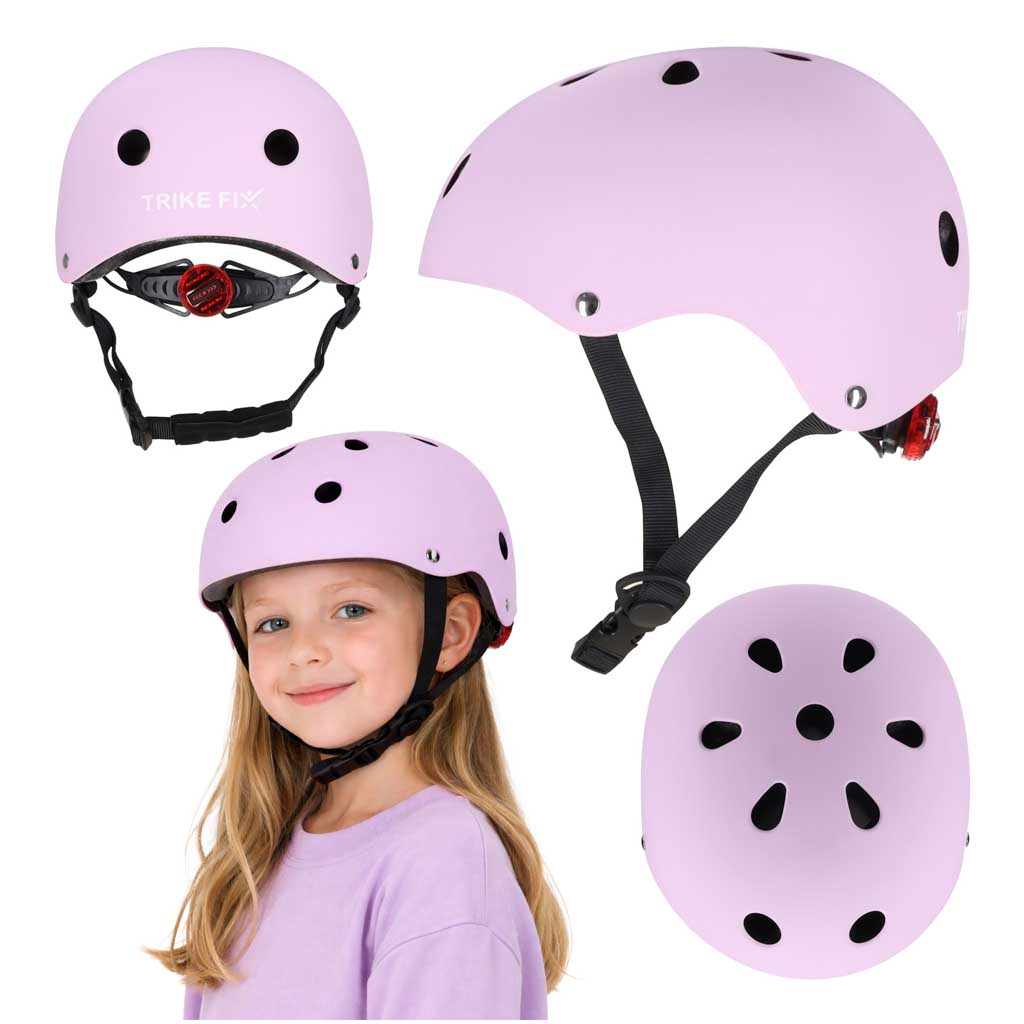 Vaikiškas reguliuojamas dviratininko šalmas Trike Fix su LED, M (55–58 cm), violetinis