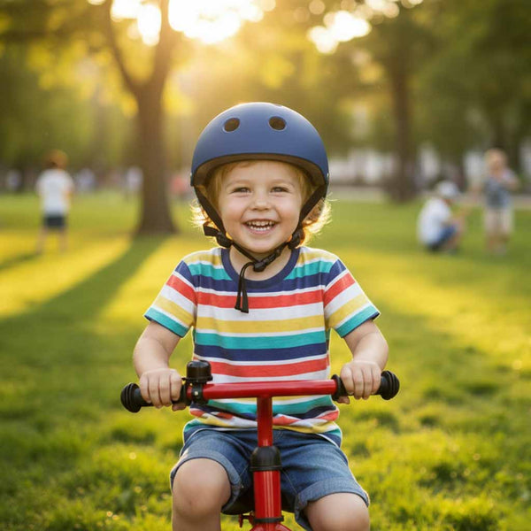 Vaikiškas reguliuojamas dviratininko šalmas Trike Fix su LED, M (55–58 cm), tamsiai mėlynas