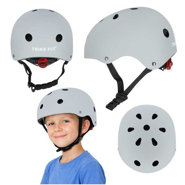 Vaikiškas reguliuojamas dviratininko šalmas Trike Fix su LED, M (55–58 cm), tamsiai pilkas