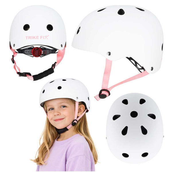Vaikiškas reguliuojamas dviratininko šalmas Trike Fix su LED, S (48–54 cm), baltas
