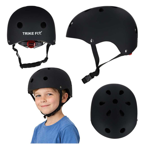 Vaikiškas reguliuojamas dviratininko šalmas Trike Fix su LED, S (48–54 cm), juodas