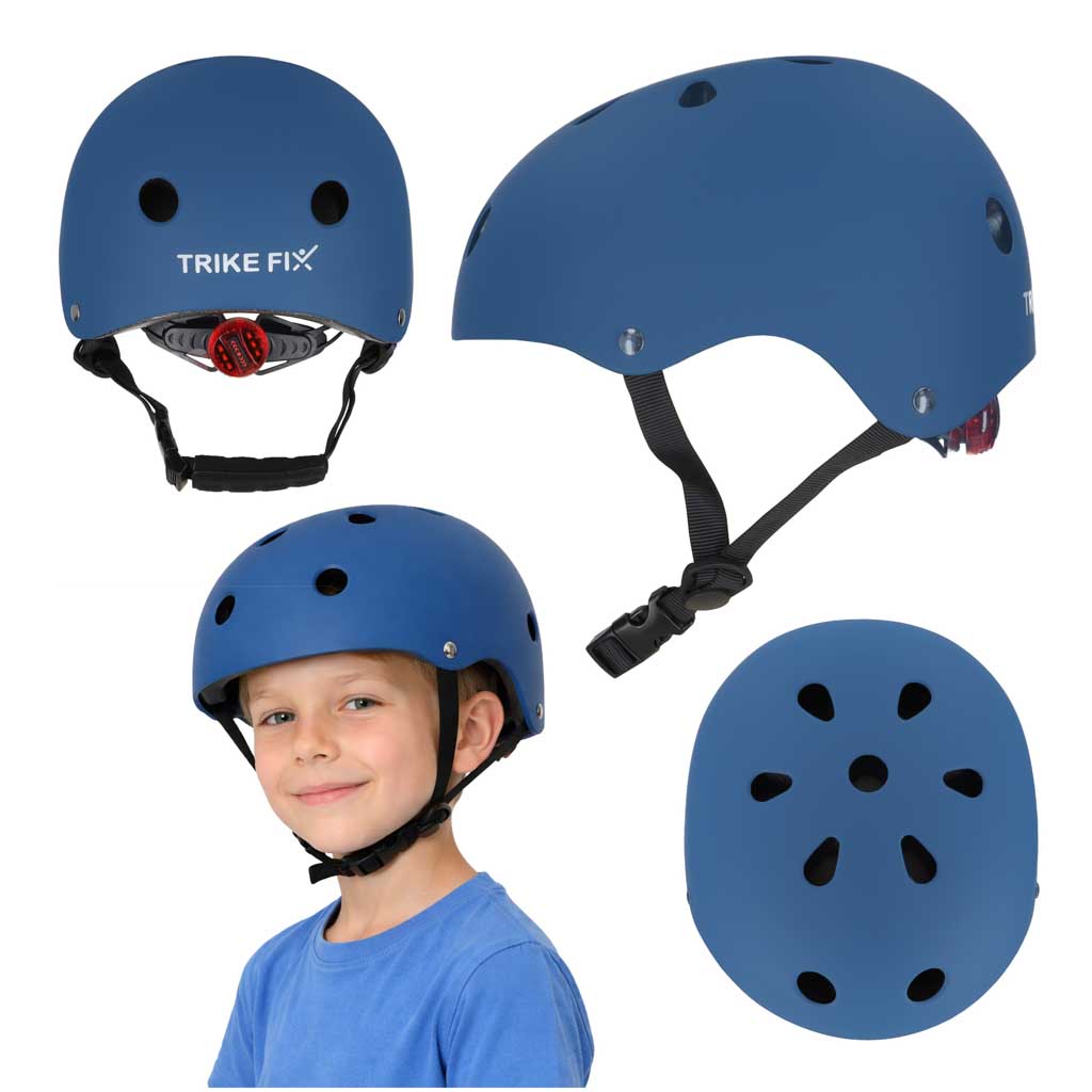 Vaikiškas reguliuojamas dviratininko šalmas Trike Fix su LED, S (48–54 cm), tamsiai mėlynas
