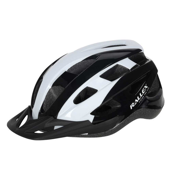 Dviratininko šalmas RALLEX, reguliuojamas, juodai baltas, L (58–62 cm) O6