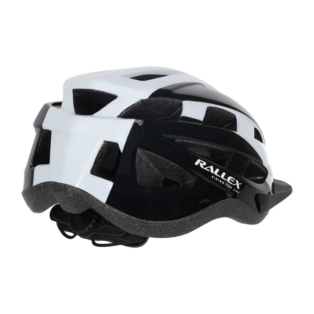 Dviratininko šalmas RALLEX, reguliuojamas, juodai baltas, L (58–62 cm) O6