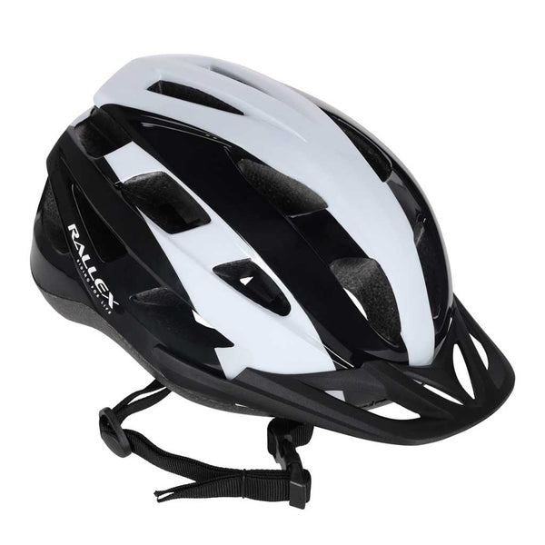 Dviratininko šalmas RALLEX, reguliuojamas, juodai baltas, L (58–62 cm) O6
