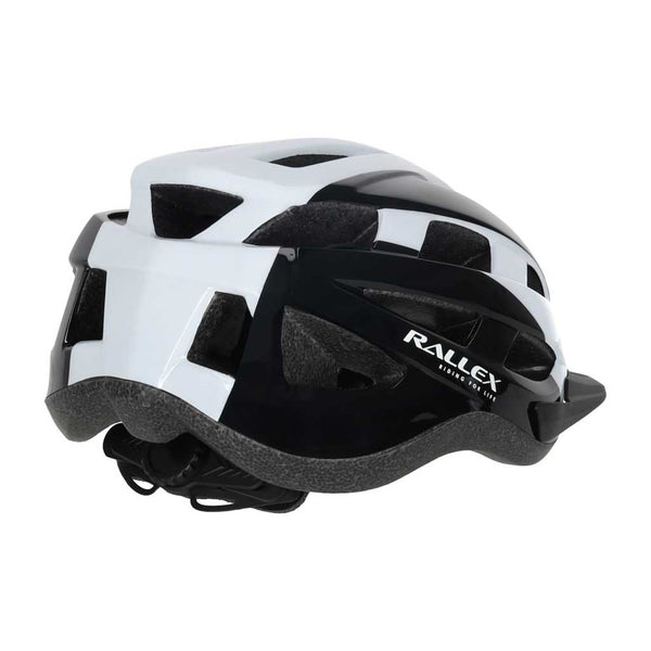 Dviratininko šalmas RALLEX, reguliuojamas, juodai baltas, M (54–58 cm) O4