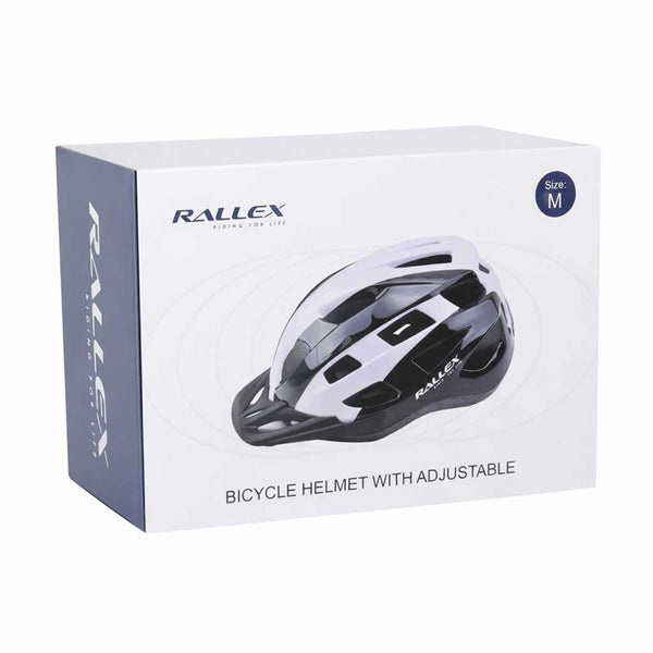 Dviratininko šalmas RALLEX, reguliuojamas, juodai baltas, M (54–58 cm) O4