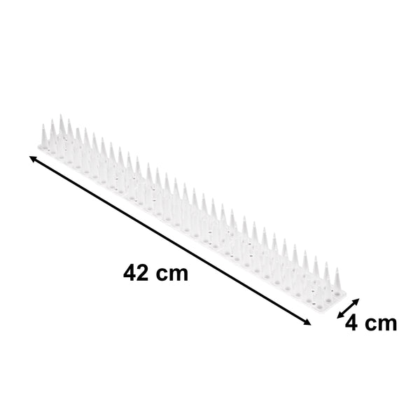 Tankūs plastikiniai paukščių atbaidymo spygliai, balti, 8 vnt., 43 cm