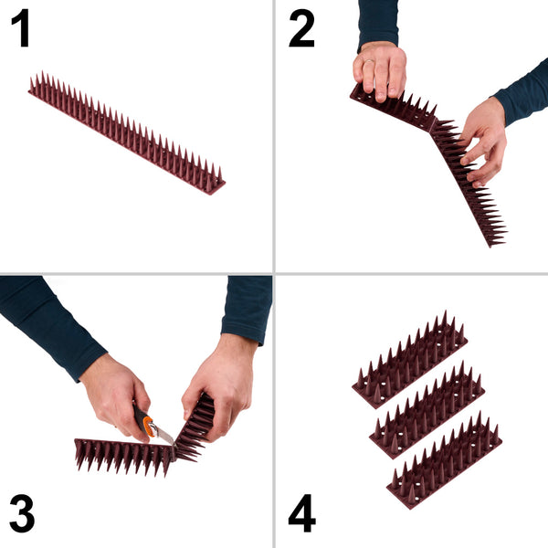 Plastikinė tanki ruda paukščių atbaidymo juosta (spygliukai), 8 vnt., 43 cm I22