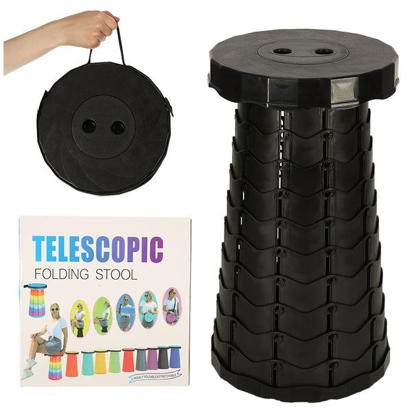 Sulankstoma teleskopinė turistinė taburetė, nešiojama, juoda, 200 kg PA23