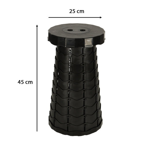 Sulankstoma teleskopinė turistinė taburetė, nešiojama, juoda, 200 kg PA23