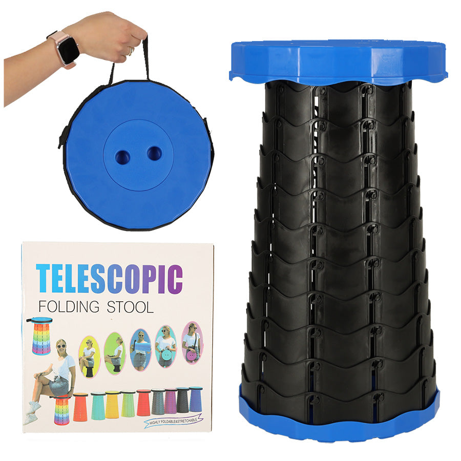 Sulankstoma teleskopinė turistinė taburetė, nešiojama, mėlyna, 200 kg PA1