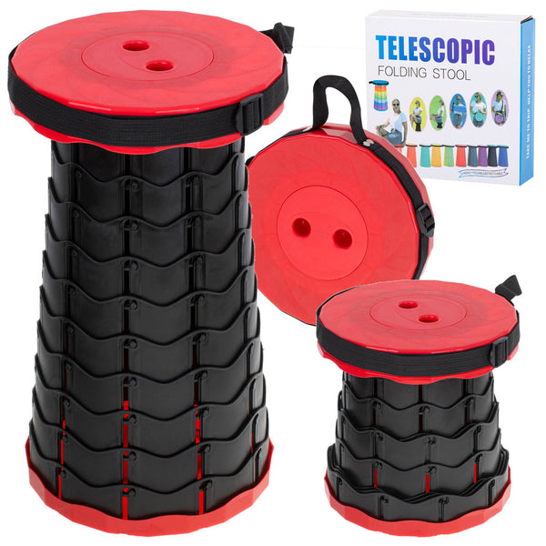 Sulankstoma teleskopinė turistinė taburetė, nešiojama, raudona, 200 kg PA48