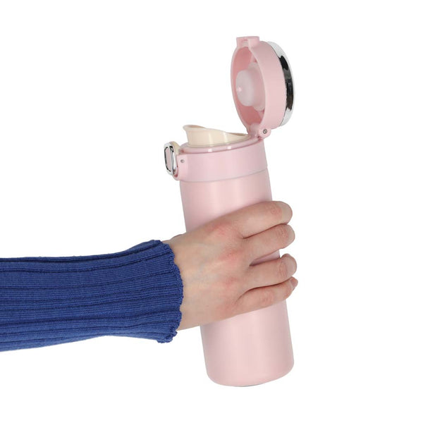 Termo puodelis su snapeliu ir LED ekranu, 350 ml, rožinis N114