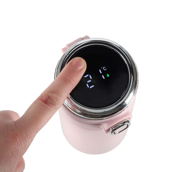 Termo puodelis su snapeliu ir LED ekranu, 350 ml, rožinis N114