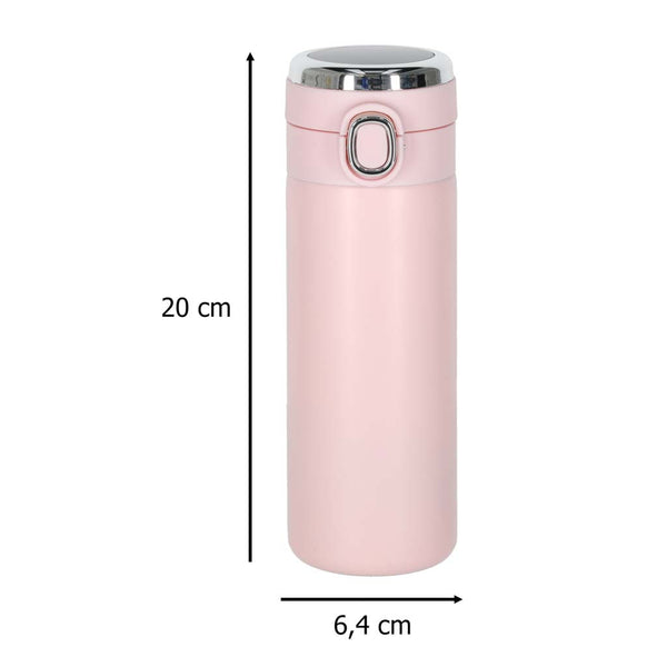 Termo puodelis su snapeliu ir LED ekranu, 350 ml, rožinis N114