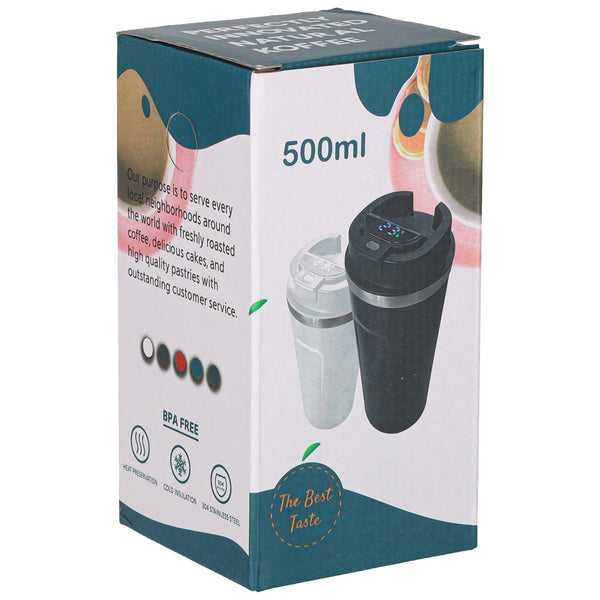 Kelioninis LED puodelis su snapeliu 500 ml, baltas N110