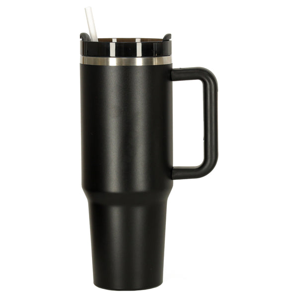 Termo puodelis su šiaudeliu ir rankena, 1200 ml, juodas N79