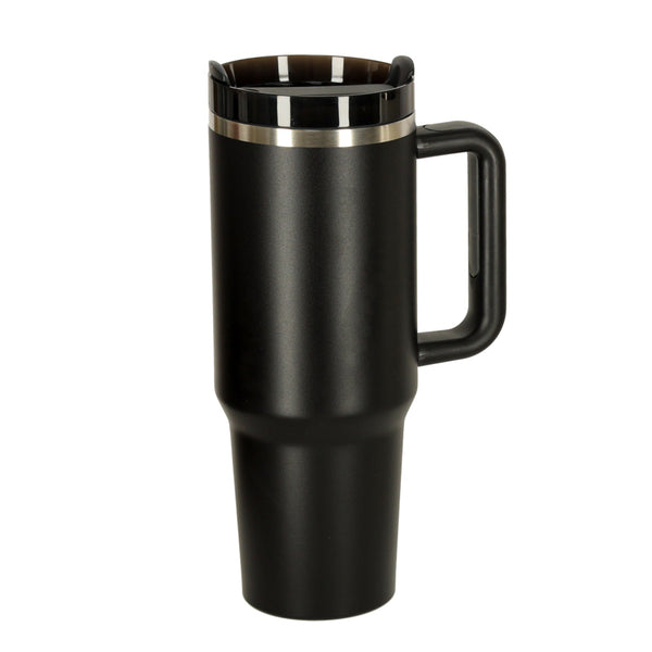Termo puodelis su šiaudeliu ir rankena, 1200 ml, juodas N79