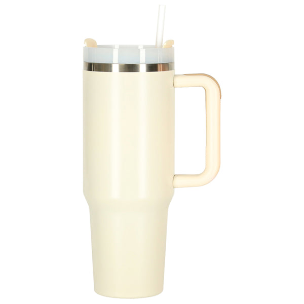 Termo puodelis su šiaudeliu ir rankena, 1200 ml, kreminis N92