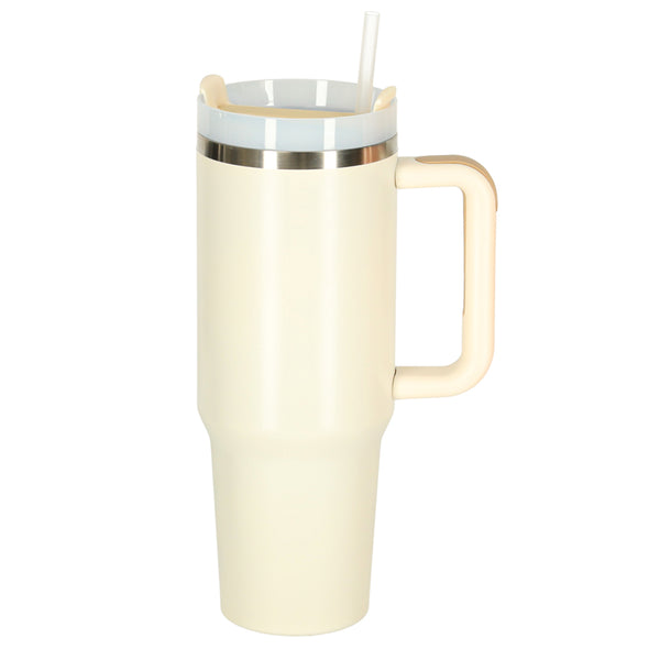 Termo puodelis su šiaudeliu ir rankena, 1200 ml, kreminis N92