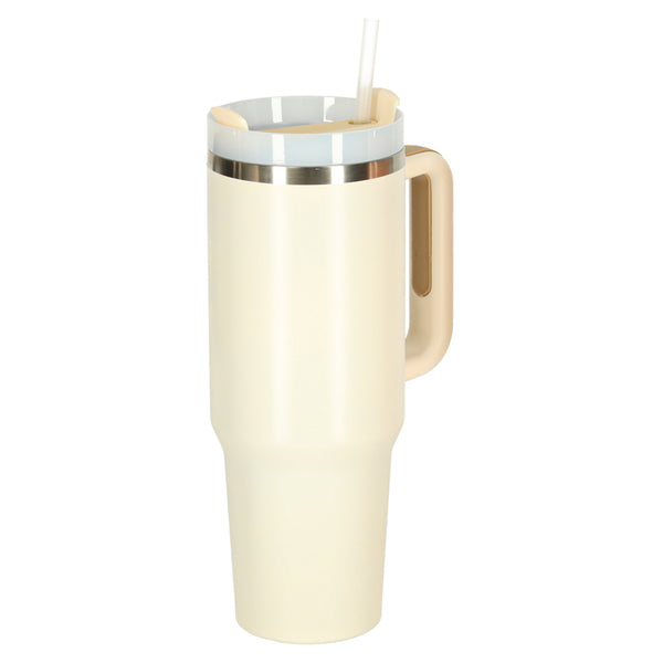 Termo puodelis su šiaudeliu ir rankena, 1200 ml, kreminis N92