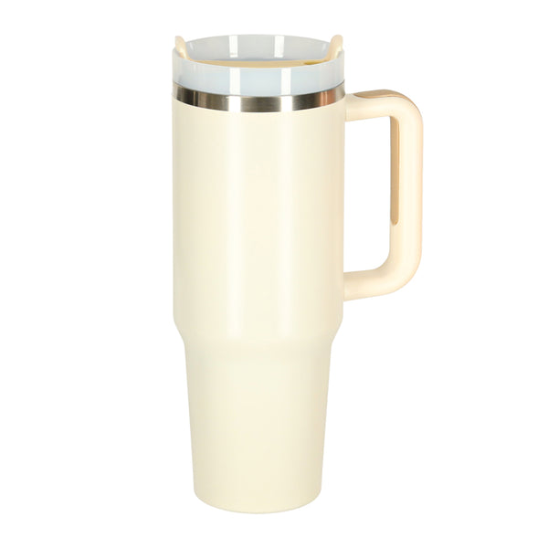Termo puodelis su šiaudeliu ir rankena, 1200 ml, kreminis N92