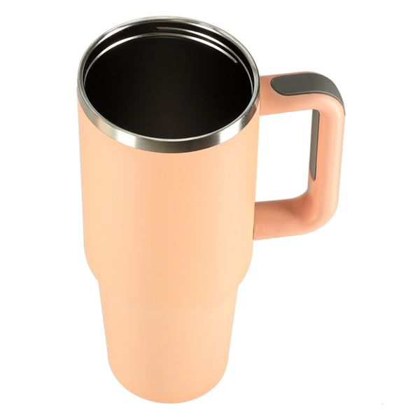 Termo puodelis su šiaudeliu ir rankena, 1200 ml, pudrinė rožinė N99