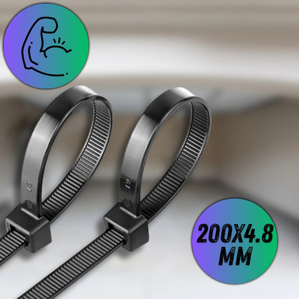 Kabelių tvirtinimo dirželiai juodi 200x4,8 mm (100 vnt.) A27