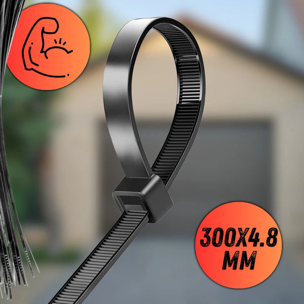 Kabelių užveržimo dirželiai juodi 300x4,8 mm 100 vnt. A28