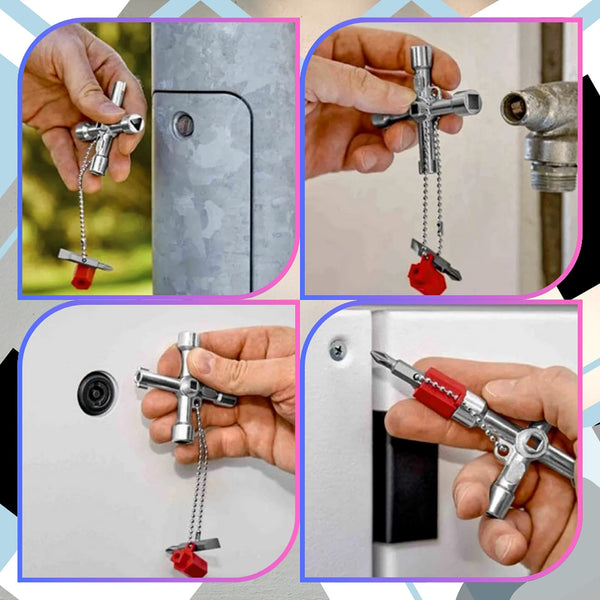 4 krypčių kryžminis spintelių raktas 8,7 cm A61