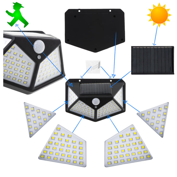 Saulės lempa su judesio ir sutemų jutikliu, 100 LED N15